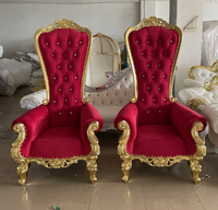 Chaises de luxe de mariage or blanc Royal chaises de canapé reine roi trône de fer pour hôtel de mariage