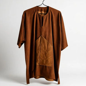 Robe en lin brodée artisanale respirante, design unique à blocs de couleur, édition limitée - Product Image 1