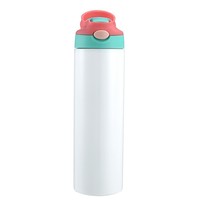 Vaso Térmico de Acero Inoxidable de 20oz para Niños con Pajita, Diseño Moderno Portátil, Listo para Sublimación, Regreso a Clases