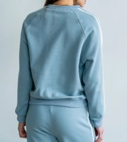 Sweat-shirt décontracté ample à col rond pour femme avec détails en dentelle et rayures latérales en V, fabriqué sur mesure