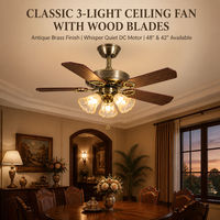 Ventilateur de plafond LED télécommandé avec lumière, 42 pouces, bronze antique, rétro, 5 pales en bois, lampe ventilateur pour salon, chambre, hôtel