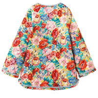 Manteau de couette de style Dolman pour l'hiver Veste rembourrée boutonnée à fleurs pour femmes Veste matelassée surdimensionnée Veste matelassée à fleurs