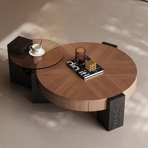 Juego de Mesa de Centro de Madera Cuadrada Moderna de Diseño de Lujo para Sala de Estar, con Almacenamiento, Garantía y Fácil de Limpiar - Product Image 1