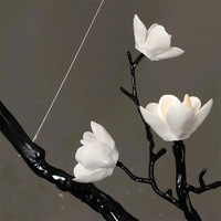 Lustre LED moderne en céramique et cuivre, design branche d'arbre et pétale, réglable et personnalisable, pour éclairage de plafond de maison, hôtel, villa