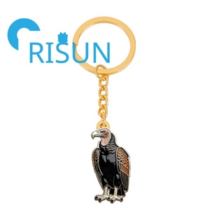 Porte-clés en émail personnalisé avec motifs d'oiseaux : Raptor, Condor Andin, Vultur barbu, Aigle, Dinde, et motifs de bijoux estampés - Product Image 5