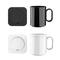 Chauffe-tasse électrique 2-en-1 en plastique 15W avec chargeur sans fil et charge rapide Type-C QC3.0, coffret cadeau portable et créatif