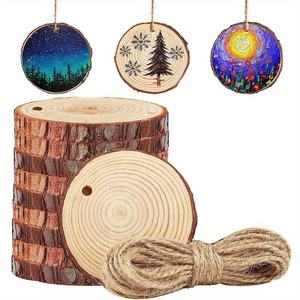 جولات خشبية غير مكتملة لفنون الزفاف مشاريع عيد الميلاد ديي شرائح الخشب الطبيعي - Product Image 3