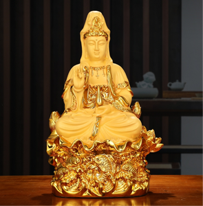 รูปปั้นพระโพธิสัตว์กวน<span class=keywords><strong>อิ</strong></span><span class=keywords><strong>ม</strong></span>ฐานดอกบัวประณีต ทำจากเรซิ่น เป็น<span class=keywords><strong>ม</strong></span>ิตรกับสิ่งแวดล้อ<span class=keywords><strong>ม</strong></span> วาดลายด้วย<span class=keywords><strong>มือ</strong></span>อย่างละเอียด สำหรับแท่นบูชาในที่พักอาศัยระดับไฮเอนด์ - Product Image 1