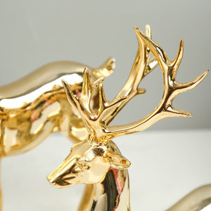 Sculpture en résine électro-plaquée de style nordique Cerf doré Décoration d'intérieur Ornement - Product Image 6