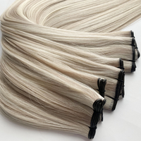Extensions de cheveux à double trame de 18 et 24 pouces, trame machine, 100% cheveux humains véritables, blond cendré, trame volume