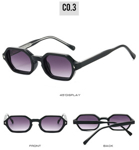 Occhiali da sole alla moda con montatura poligonale quadrata in PC+CP di alta qualità, lenti arancioni e rosse, occhiali da sole rotondi per esterni - Product Image 4