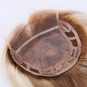 Cheveux naturels pour femmes, 100% blond, coloration vierge, usine européenne, mono top, toupet, dentelle - Product Image 3