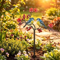 Kreativer Vogel-Gartenstecker aus Eisenkunst – Outdoor-Gartendekoration mit rustikalem Finish für Terrassen- und Wegegestaltung
