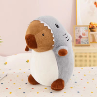 Vente en gros de jouets en peluche de 35 cm de qualité supérieure, capybara portant une combinaison de requin ou une combinaison de grenouille, vente directe d'usine