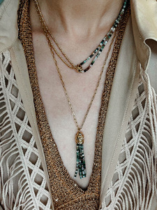 Collier pendentif en perles et <span class=keywords><strong>pierre</strong></span> <span class=keywords><strong>de</strong></span> <span class=keywords><strong>soleil</strong></span> avec pompon en forme <span class=keywords><strong>de</strong></span> blé, style luxe léger français, en <span class=keywords><strong>pierre</strong></span> naturelle pour femme - Product Image 6