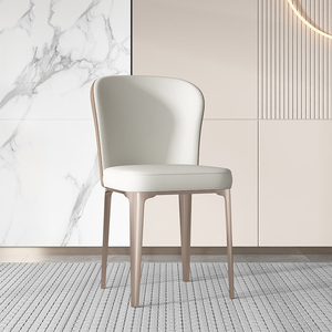 Muebles de restaurante de lujo Silla de comedor de cuero nórdico contemporáneo Sillas de comedor doradas con base de metal de lujo - Product Image 3
