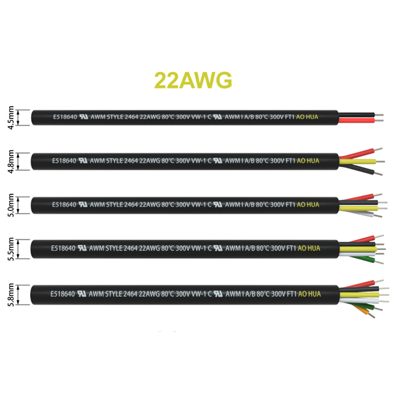 AOHUA 2464 2p 3p 4p 5p 6p 22AWG ПВХ силовой сигнал электрический провод