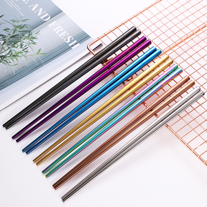 Korean Custom Color 304 Stainless Steel Chopsticks for Sushi Chopstick Gift Box Set Chinese Titanium Metal Chopsticks