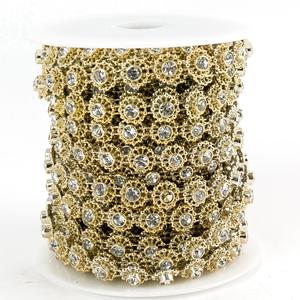 10ヤード/ロールラインストーンバンディングフラワーシェイプラインストーンアップリケトリムパールラインストーントリム衣服装飾用 - Product Image 2