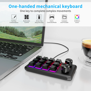 <span class=keywords><strong>Teclado</strong></span> Mecánico Inalámbrico <span class=keywords><strong>para</strong></span> Juegos con 12 Teclas, 2 Perillas, Programación Macro Personalizada, 2.4G BT, Mini RGB, <span class=keywords><strong>Teclado</strong></span> Inalámbrico BT con Perilla - Product Image 2