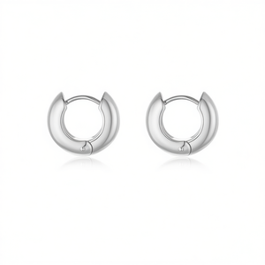 Amy Amy <b>Huggie</b> Earrings Stainless Steel <b>Silver</b> Plated Women's Classic Fashion Jewelry Gift PE2072 - Product Image 3