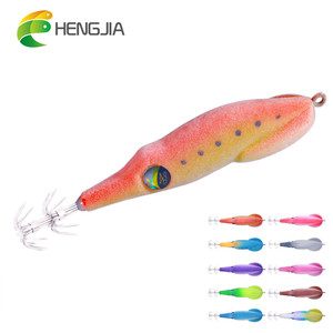 Señuelo de pesca HENGJIA de 9.5cm y 6g, de PVC flocado, para calamar, pulpo y sepias, con anzuelos de doble capa tipo <span class=keywords><strong>paraguas</strong></span>, para pesca en agua salada. - Product Image 1