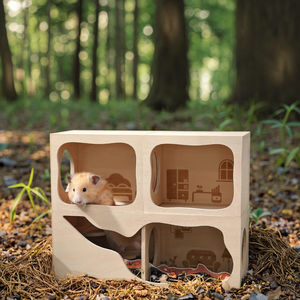 Cachette en bois rectangulaire écologique pour <span class=keywords><strong>hamsters</strong></span>, tunnel pour petits animaux - <span class=keywords><strong>hamsters</strong></span> nains, <span class=keywords><strong>hamsters</strong></span> syriens, gerbilles - Product Image 2