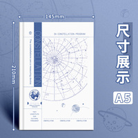Buku Catatan Hardcover A5 dengan Sampul Bergaris Konstelasi untuk Pelajar Universitas dan Sekolah Menengah