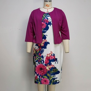 Vêtements pour femmes <span class=keywords><strong>grande</strong></span> <span class=keywords><strong>taille</strong></span> de haute qualité, imprimés, manches trois quarts, robes de bureau pour femmes, robes africaines pour femmes, ensemble deux pièces - Product Image 2