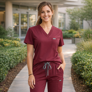 ชุดยูนิฟอร์มคลาสสิคแบบสครับ <span class=keywords><strong>กางเกง</strong></span>ทรงตรง ชุดสครับสำหรับแพทย์หญิงและชาย ผ้าโพลีเอสเตอร์ 72% เรยอน 21% สแปนเด็กซ์ 7% ชุดยูนิฟอร์มโรงพยาบาล - Product Image 3