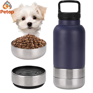 ขวดน้ำพกพาสำหรับสัตว์เลี้ยงพร้อมชามในตัว ป้องกันการรั่วซึม ใช้งานง่ายด้วยมือเดียว เหมาะสำหรับสุนัขและแมว พกพาสะดวกสำหรับการเดินทาง เดินป่า และท่องเที่ยว - Product Image 1