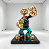Grande sculpture en fibre de verre électroplaquée Popeye, taille et couleur personnalisées, statue de dessin animé pour décoration intérieure de centre commercial