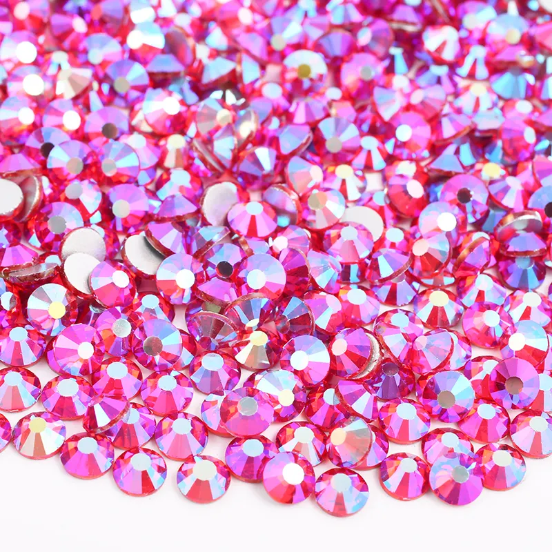 SS16 SS20 SS30 Light Siam AB Flatback Crystal Strass Nail Art Decoration Non Sewing Stones Glass Crystal Rhinestones For Dress