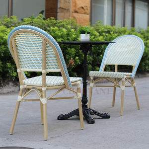 Terrasse Chaises empilées en rotin osier français <span class=keywords><strong>Paris</strong></span> <span class=keywords><strong>Bambou</strong></span> Jardin Chaises bistro Chaises de <span class=keywords><strong>bar</strong></span> bistrot Mobilier extérieur en aluminium - Product Image 1