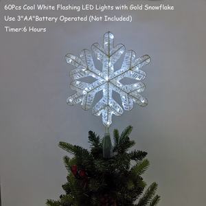 타이머 60개 LED 조명 눈송이 트리 장식 크리스마스 휴일 파티 장식품 겨울 크리스마스 테마 장식 아이템 - Product Image 3
