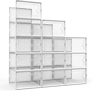 Large Shoe Storage Boxes Bins Closet Closet Organization Clear Plastic Stackable Sneaker Box