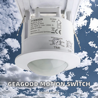 Sensor de Movimiento Infrarrojo Programable Geagood para Interiores, LED de 3 Cables, 10A, Montaje Empotrado en Techo, Alcance de 6M/360 Grados, Fácil Instalación de 360 Grados