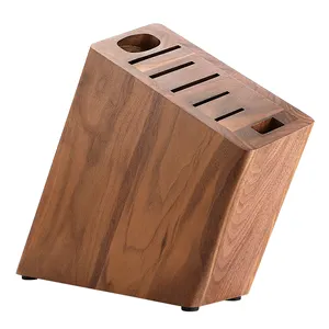 New Natural Walnut Wood Kitchen Knife Wooden Block 7 Slots High quality Holder Stand