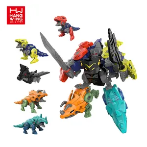 Сборные комбинированные динозавры 5 в 1, робот воин, команда для детей, игрушки для мальчиков, подарки