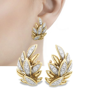 CAOSHI Gorgeous Leaves Design Stud <strong>Earrings</strong> Women Two Tone Luxury Pave Dazzling CZ <strong>Aesthetic</strong> Female <strong>Earrings</strong> for Wedding Jewelry - Product Image 4