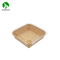 100% milieuvriendelijke, biologisch afbreekbare, lekvrije, magnetronbestendige, wegwerp lunchbox, bruine vierkante kraftpapieren voedselverpakking met deksel