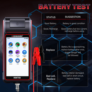 Analizador de Baterías KONNWEI KW750 6V 12V 24V, Pantalla Táctil de 5.5 Pulgadas, Impresora Integrada, Prueba IR Multiquímica, 10 2000 CCA - Product Image 3