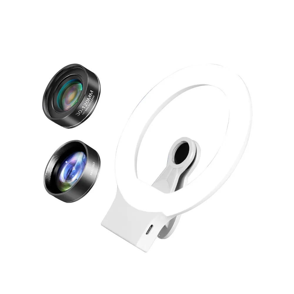 2022 Hot Pick closeup shot 30-120mm mobile phone 3 in 1 macro lens set with led ring light