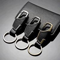 Porte-clés en cuir de luxe fermoir noir créatif bricolage porte-clés porte-clés de voiture pour hommes bijoux cadeau