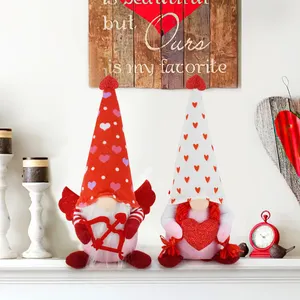 2024 saint valentin décoration Gnome article cadeaux plateau à plusieurs niveaux décor peluche Gonk poupée à la main rouge amour Cupidon Gnomes peluche