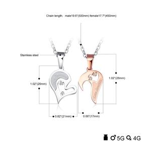 Edelstahl Kreuz Anhänger Halskette mit schwarzem Herz vergoldet Zirkonia Anhänger Paare Damen Valentinstag Geschenk - Product Image 2