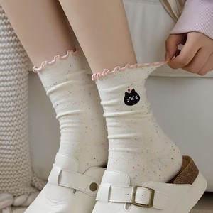 Calcetines de media pantorrilla con volantes de dibujos animados, transpirables, estilo coreano, para mujer, primavera y otoño, para estudiantes - Product Image 2