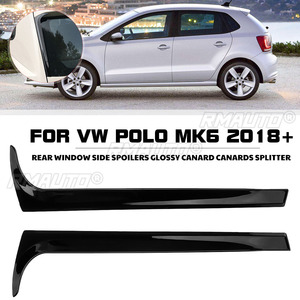 A Pair Gloss Black Rear Window Side Spoilers Glossy Canard Canards <b>Splitter</b> for VW Polo MK6 2018+/MK5 2011-2017 Car Styling - Product Image 1