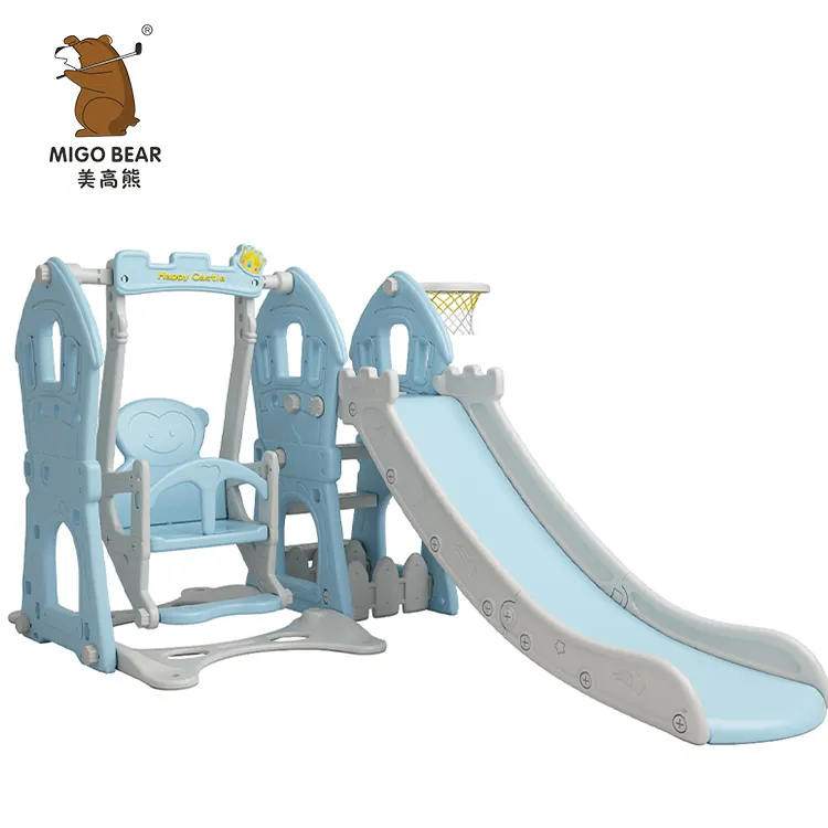 Indoor Baby Schommel En Glijbaan Speeltoestellen Baby Kids Glijbaan Indoor Plastic Set Met Swing Veiligheid