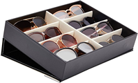 Étuis de rangement de lunettes personnalisées, caisse de stockage à 8 fentes en cuir PU, organisateur de lunettes, plateau d'exposition avec couvercle, original